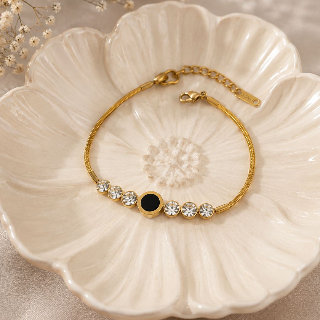 Black Round Stone Bracelet